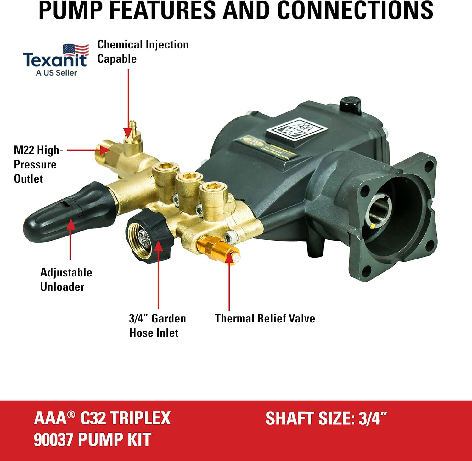 3700 PSI 2.5 GPM Replacement Triplex Pressure Washer Pump Kit for SIMPSON Gas Po
