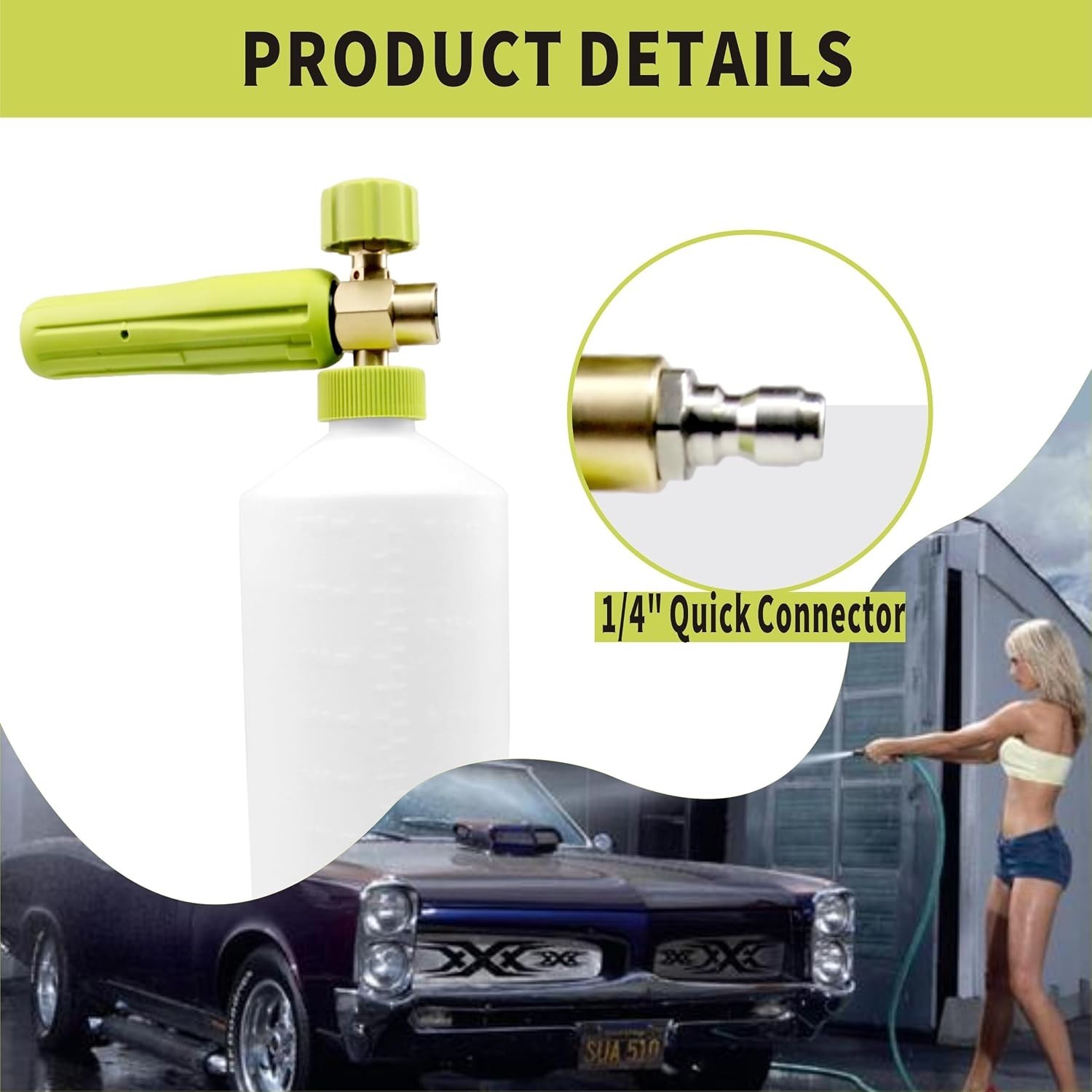 Foam Cannon 1 L Bottle Car Wash Snow Foam Lance with 1/4″ Quick Connector Pre…