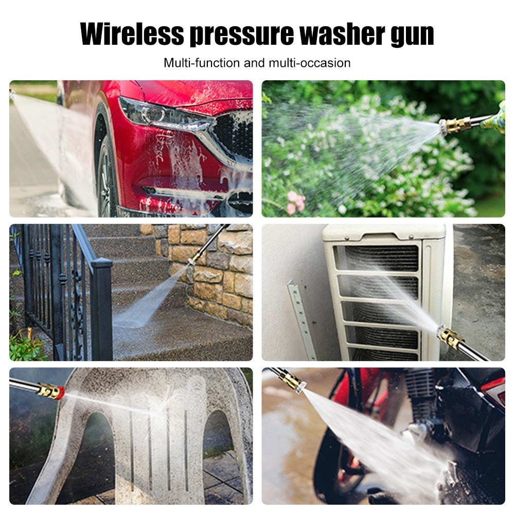 500W Cordless Water Spray Gun Portable High Pressure 50BAR Car Washer Cleaner
