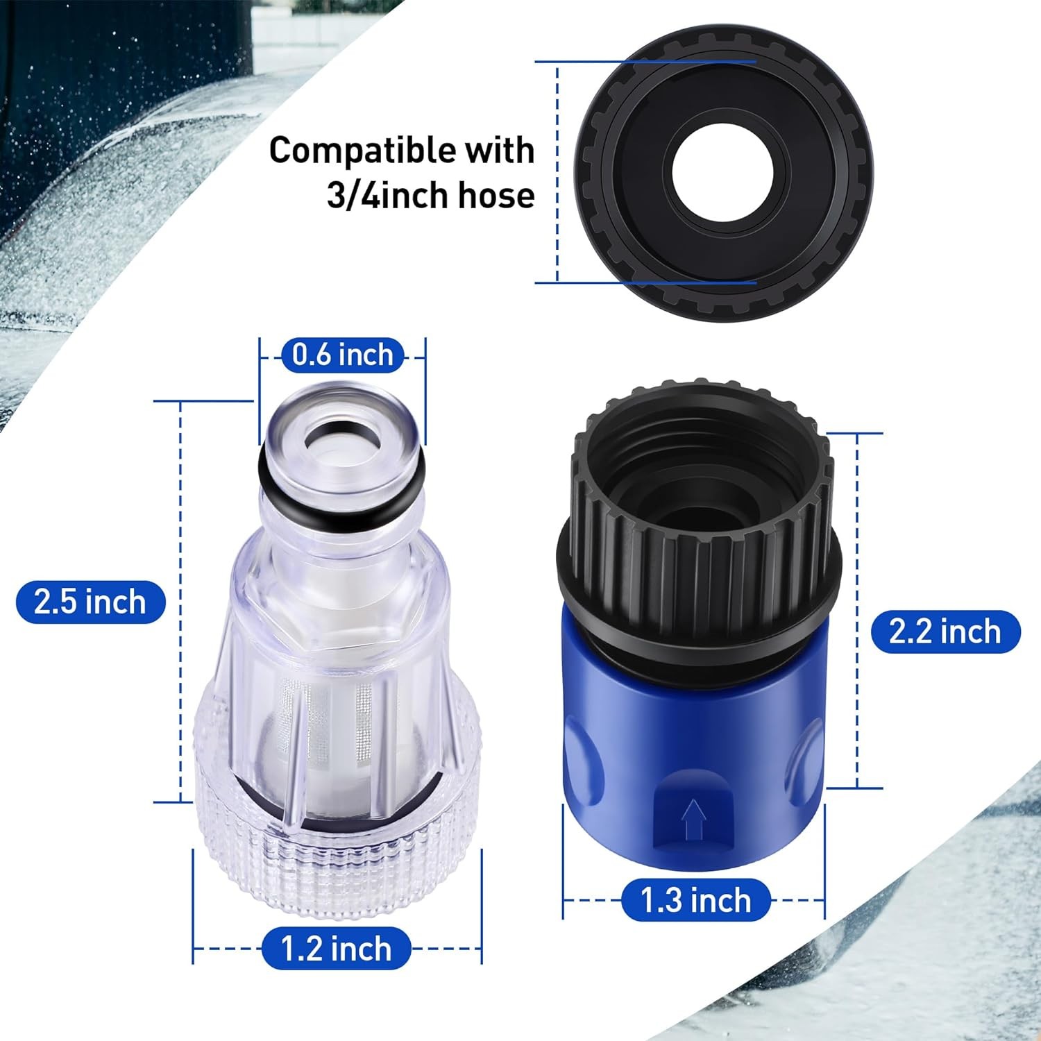 6 Pack 3/4 Inch Pressure Washer Hose Adapter Quick Connect Garden Hose Fittings