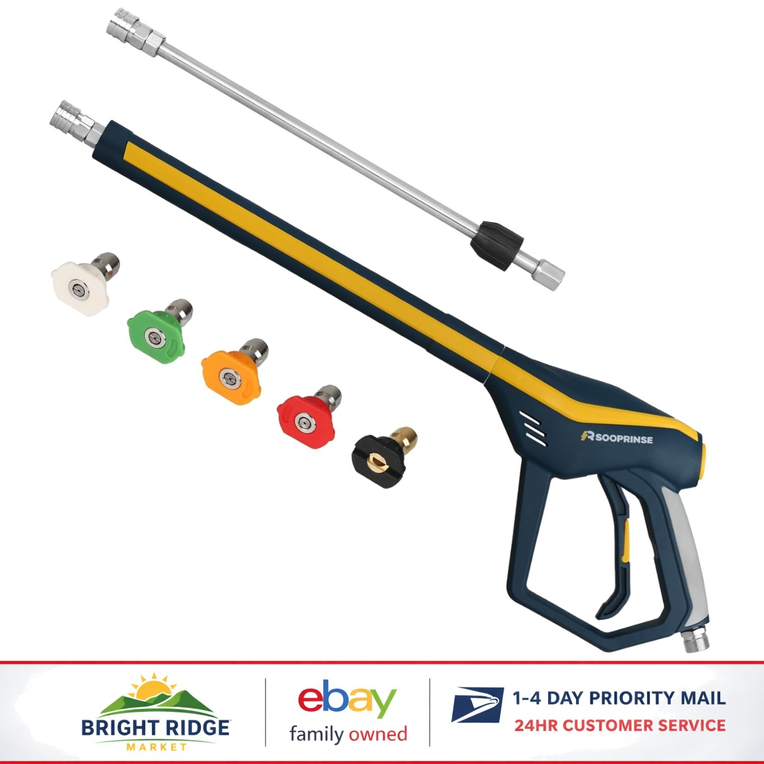4000 PSI High Pressure Washer Gun with Stainless Steel Connector and Safety Lock
