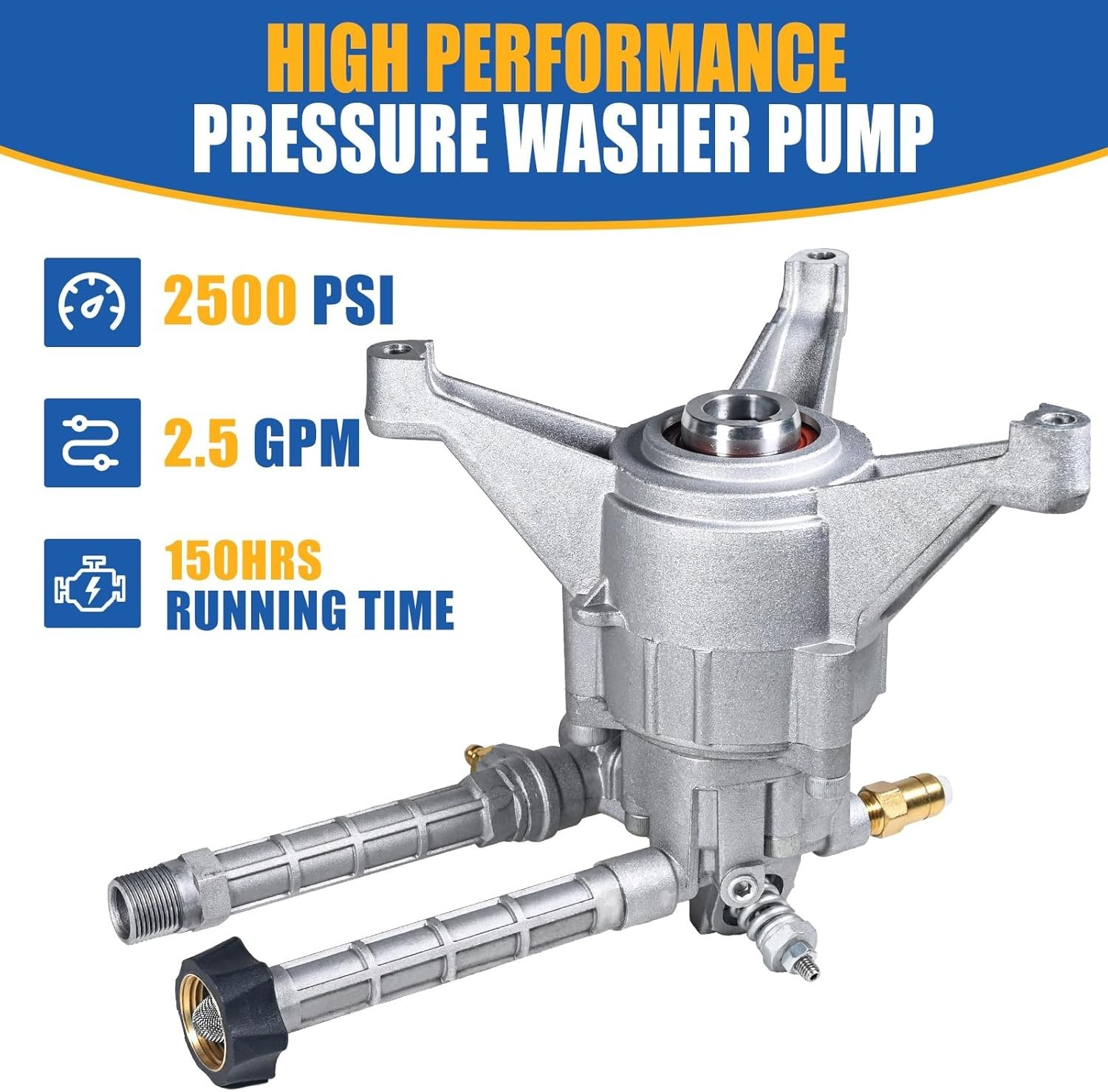 TOOLCY 7/8″ Shaft Vertical High Pressure Washer Pump 2500 psi 2.5 GPM