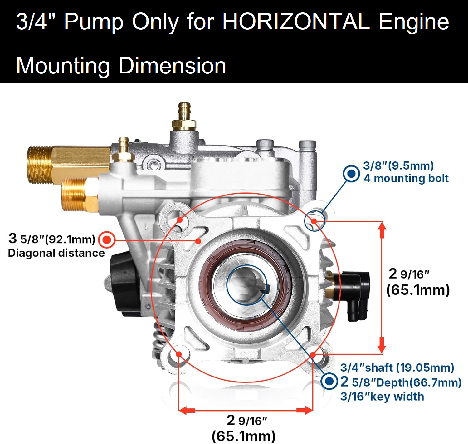 2900 PSI Power Washer Pump For Karcher Generac Homelite Horizontal 3/4″ Shaft