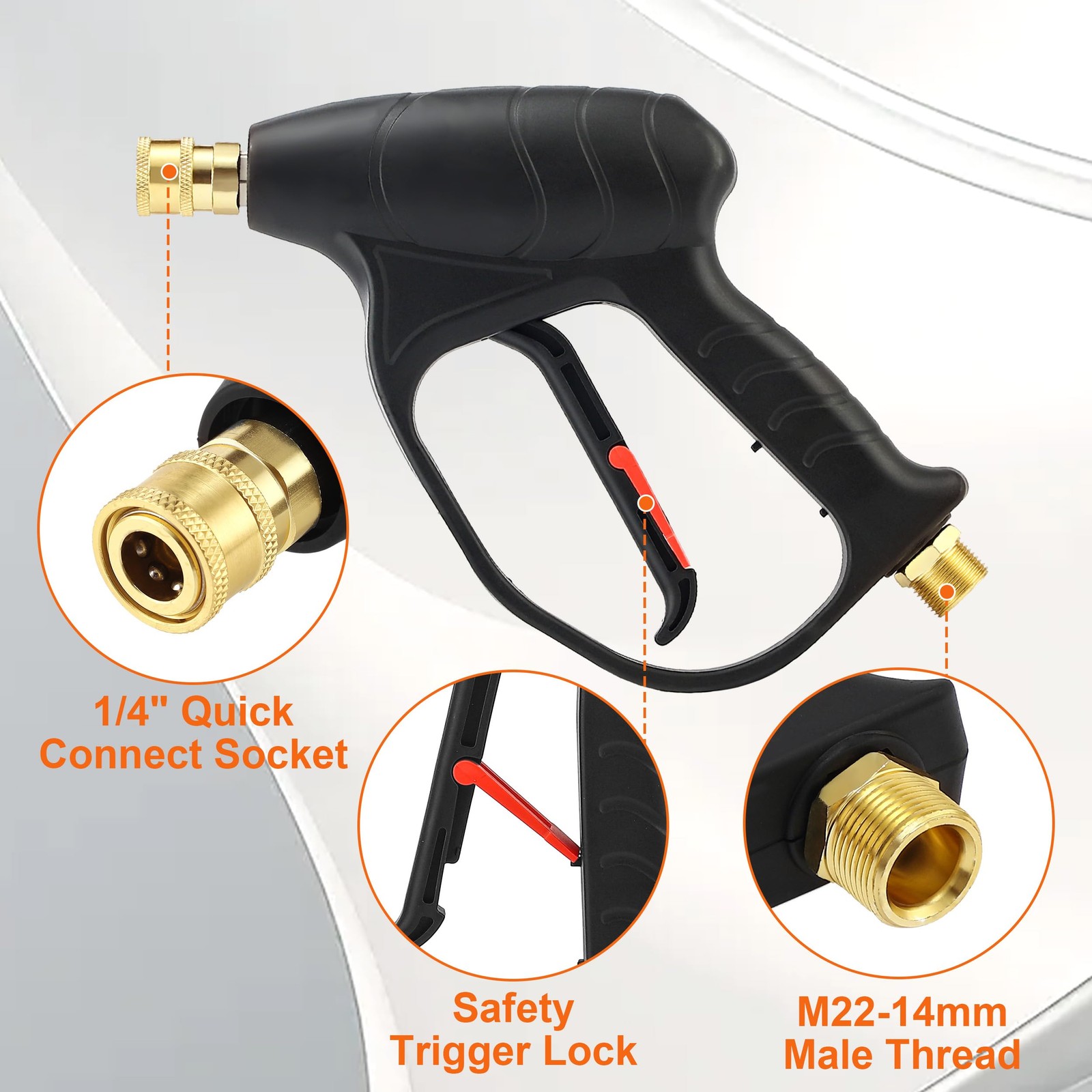 Pressure Washer Gun with Foam Cannon Dual Connector Accessory
