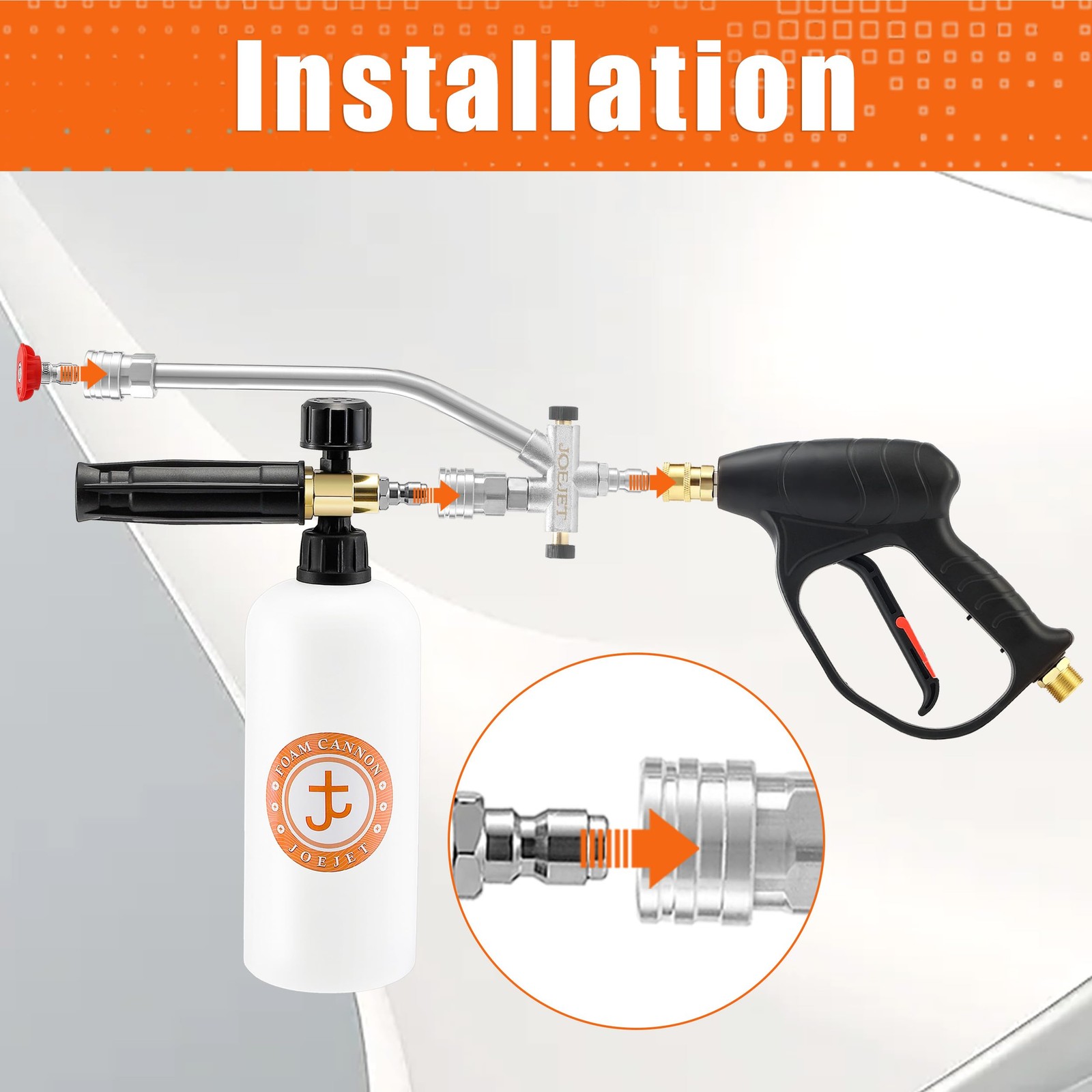 Pressure Washer Gun with Foam Cannon Dual Connector Accessory