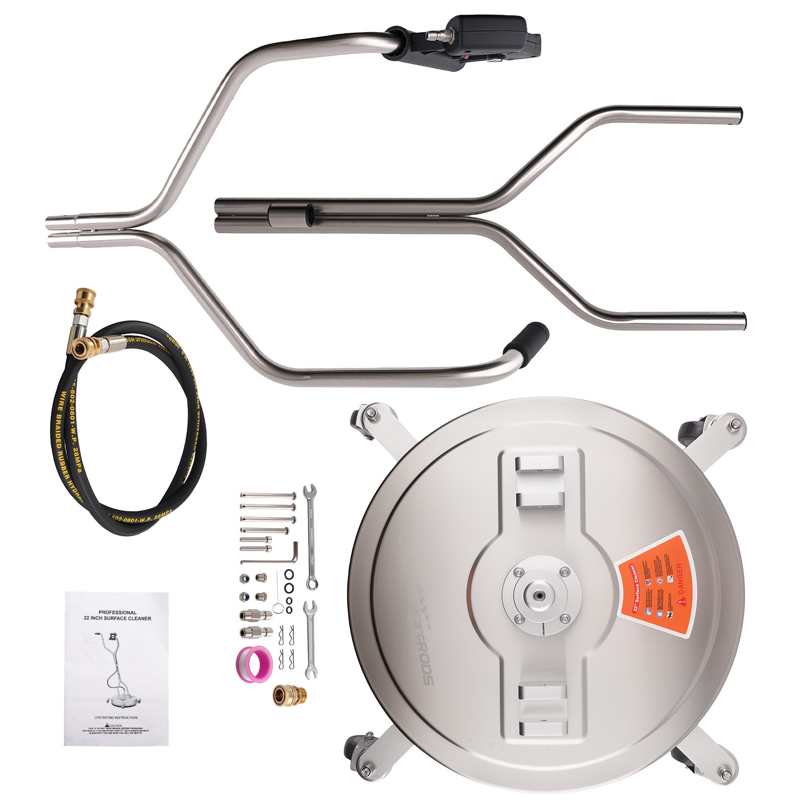 22″ Stainless Surface Cleaner Pressure Washer 4200 PSI 3/8″ Quick Connect