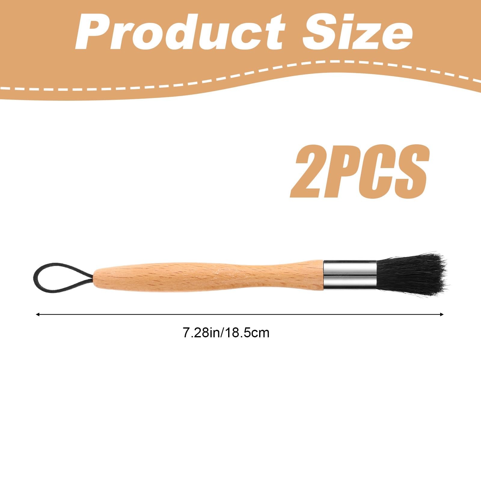 Lyreh 2pcs Auto Parts Cleaning Brushes, Wood M, black, silver, wood color