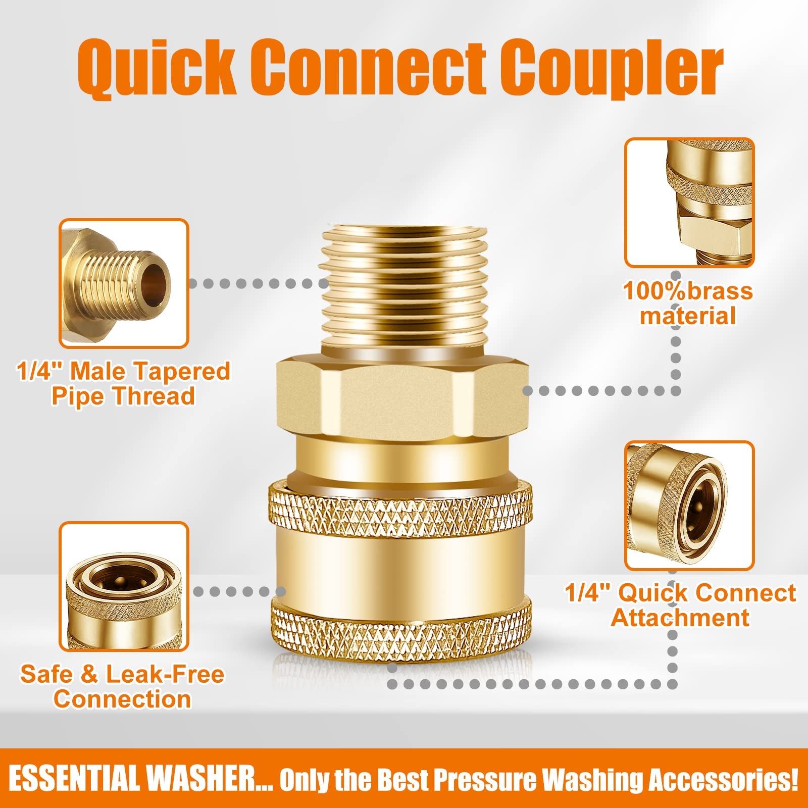 1/4 Npt Quick Connect Fittings 2 Pcs1/4 Inch Male Pressure Washer Quick Connect