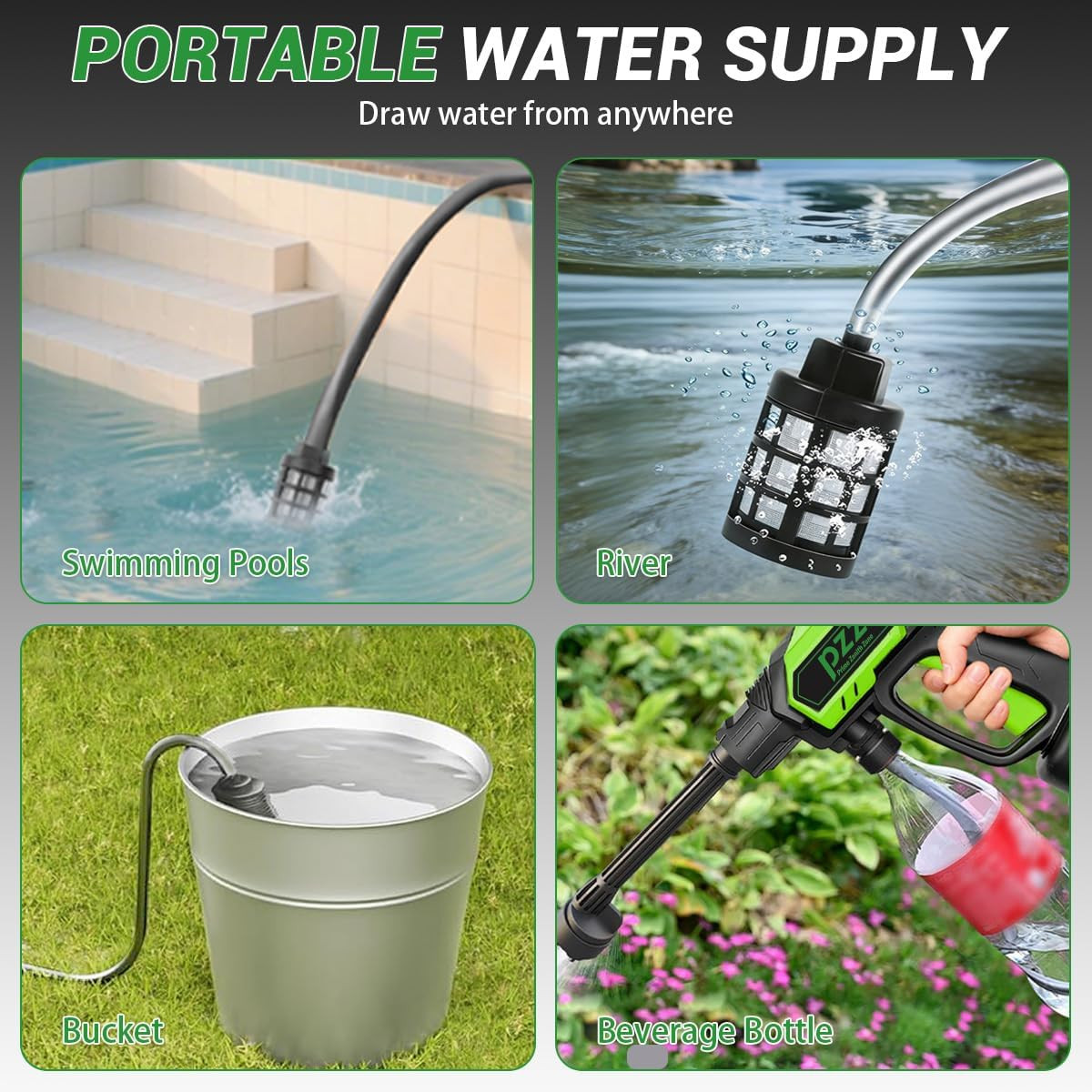 Cordless Pressure Washer, 1000 PSI Portable Power Cleaner with Dual 18.5V Batter