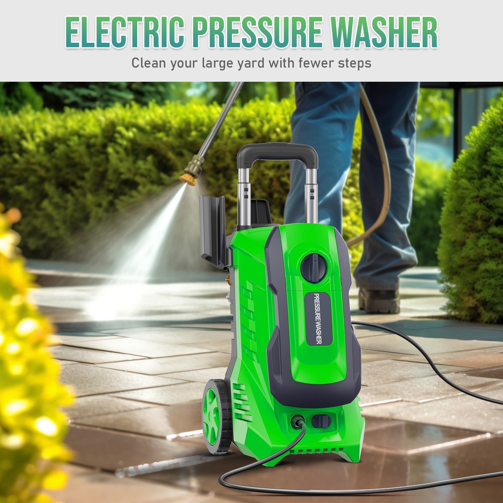 Pressure Washer 4200PSI 2.5GPM, 4 Quick Nozzles, 500ML Foam Cannon, for Patio