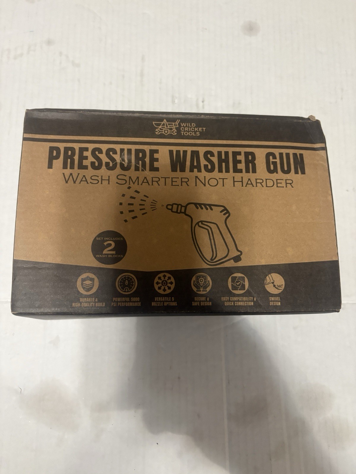 Wild Cricket Tools Short Pressure Washer Gun 5000 PSI w/ 5 Nozzles M22 3/8 QC