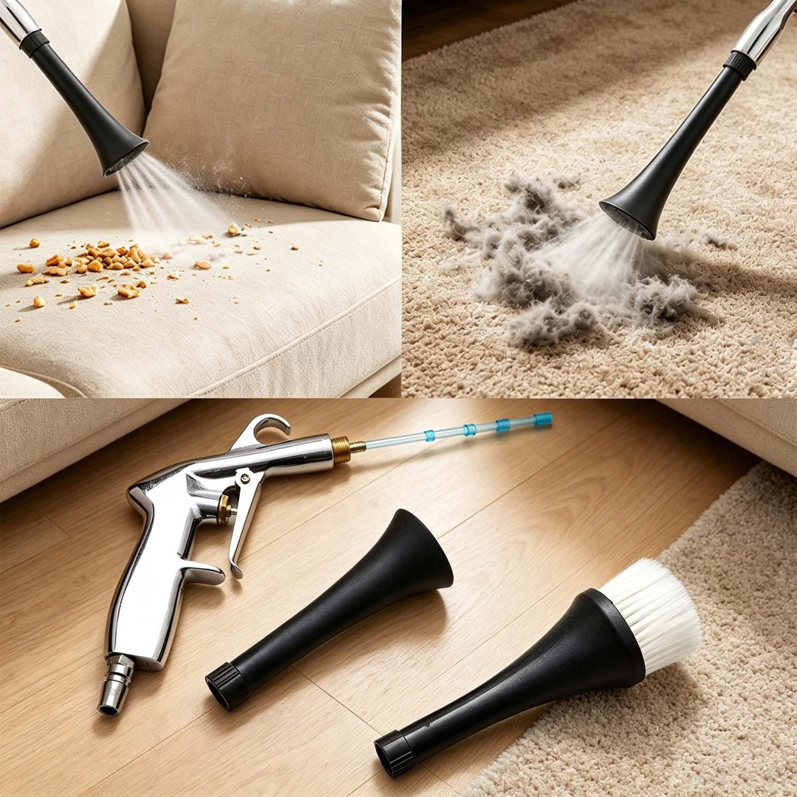 Aluminum Alloy High Pressure Blow Gun with 360° Swivel 2 Nozzle Attachments