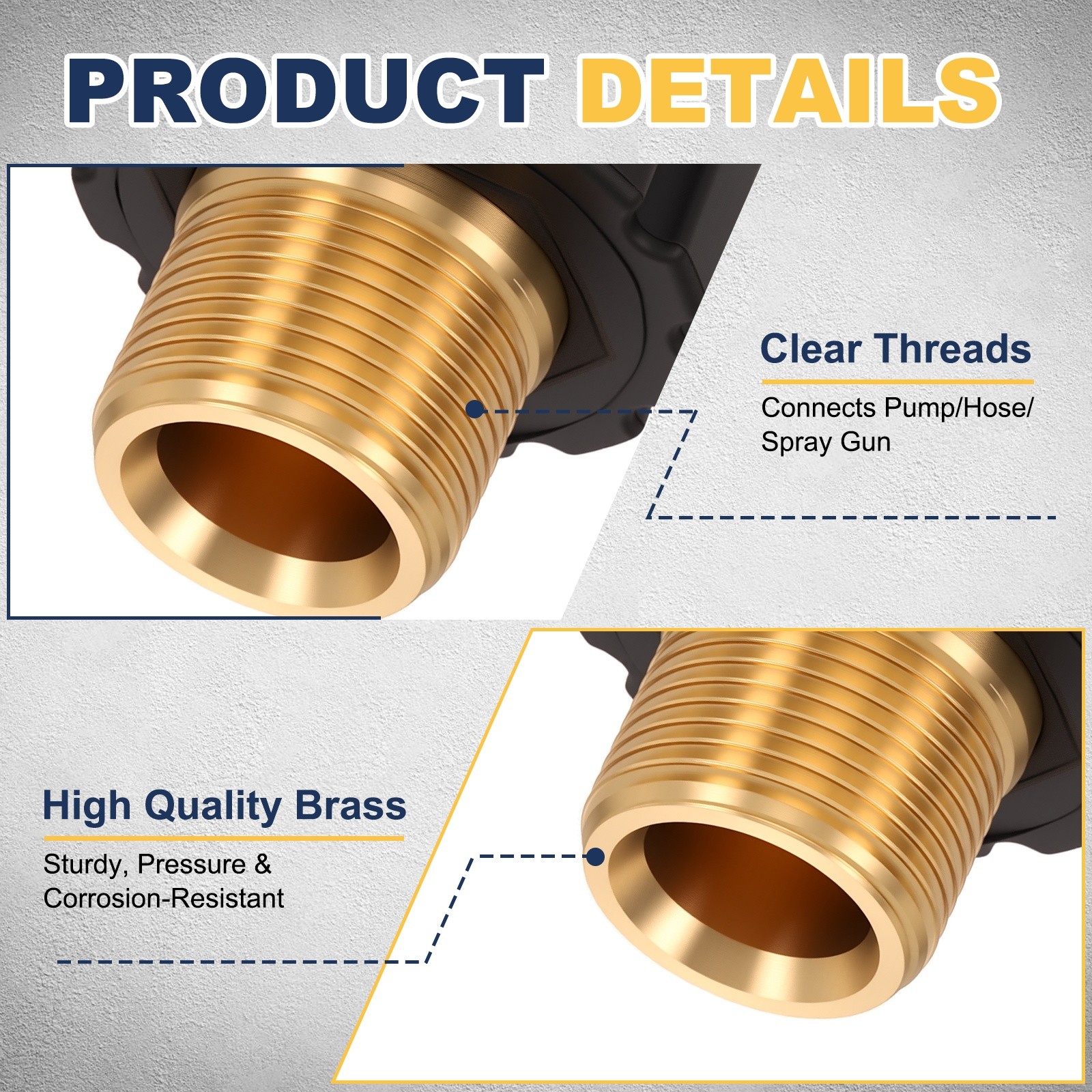 M22 14mm Male to M22 14mm Male Pressure Washer Adapter Brass Fittings