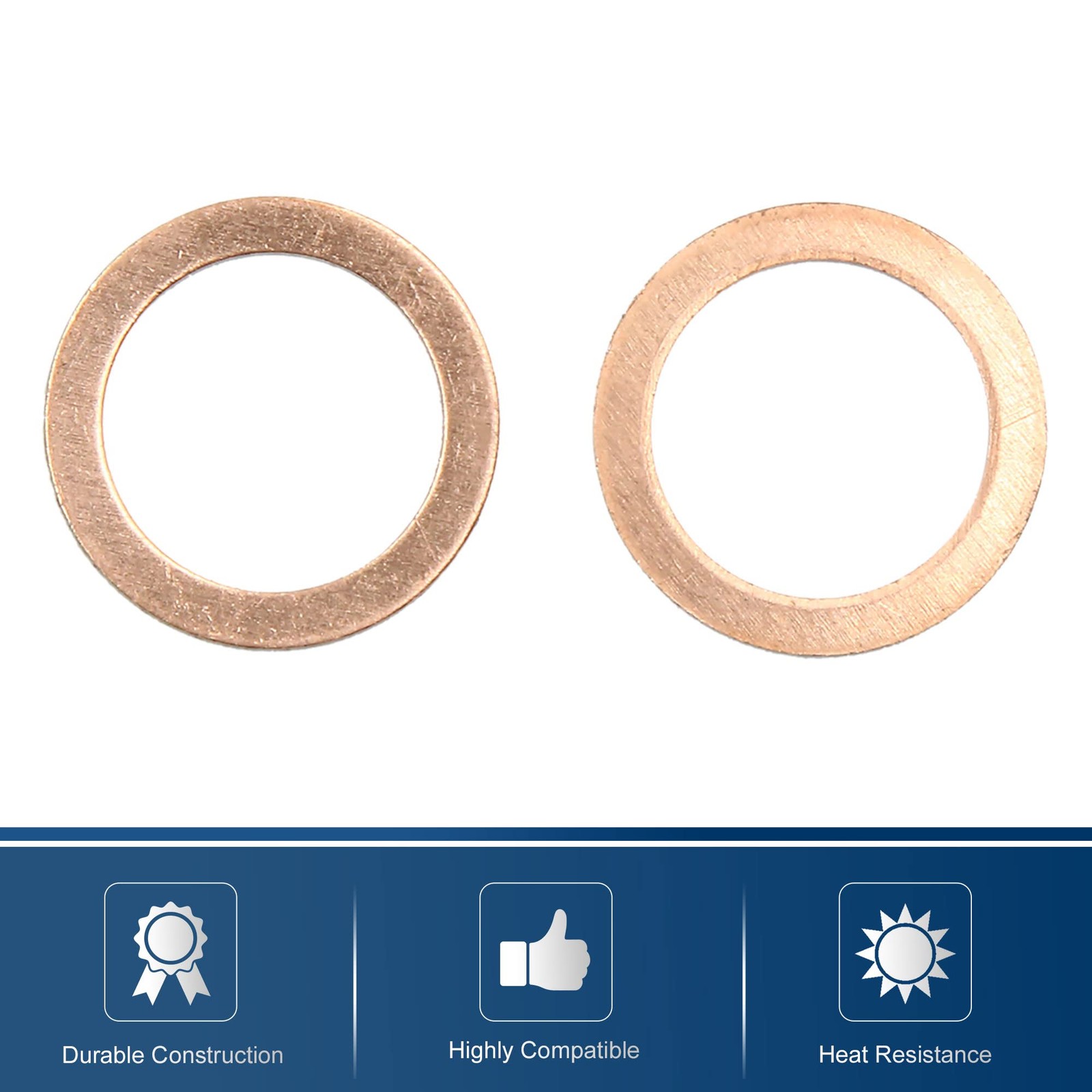 10 PCS M18x24.5mmx1mm Copper Crush Washers, Flat Car Sealing Gaskets, Rings