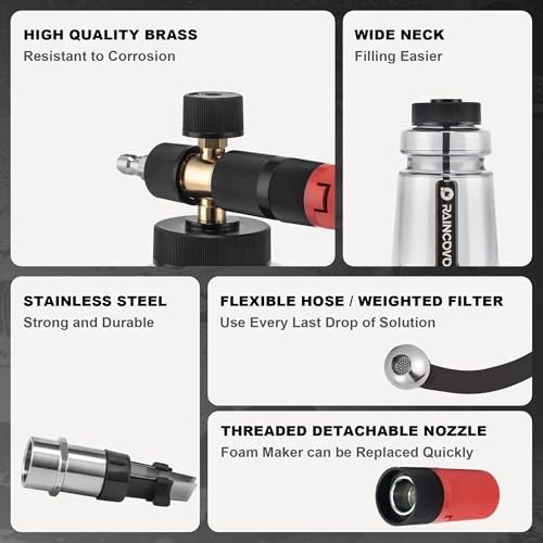 Foam Cannon Wide Mouth for Pressure Washer, Thick Snow Foam 254.1 cubic inches