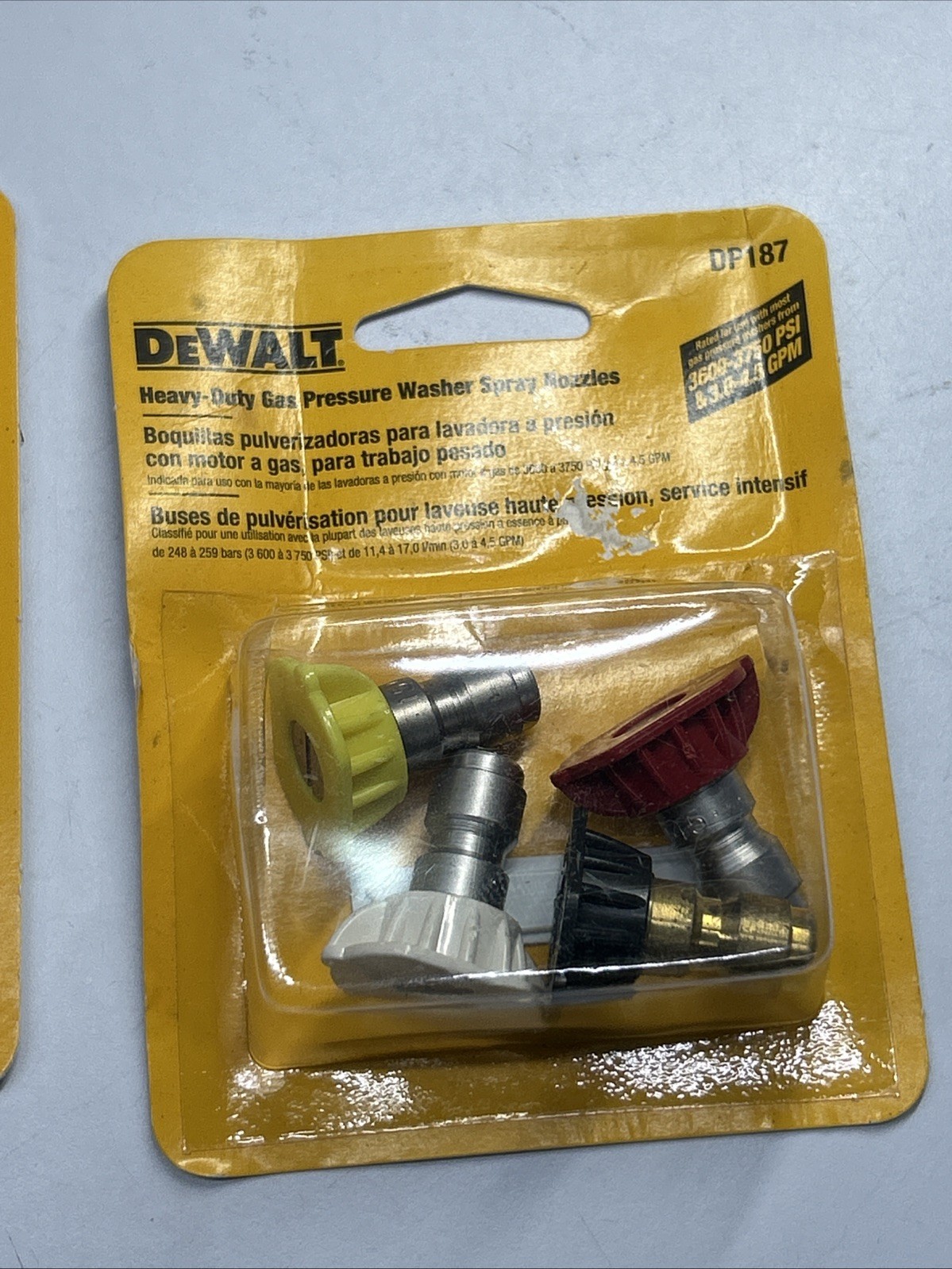 DEWALT DP187 SET OF 4 PRESSURE WASHER NOZZLES TIPS NEW! READ!