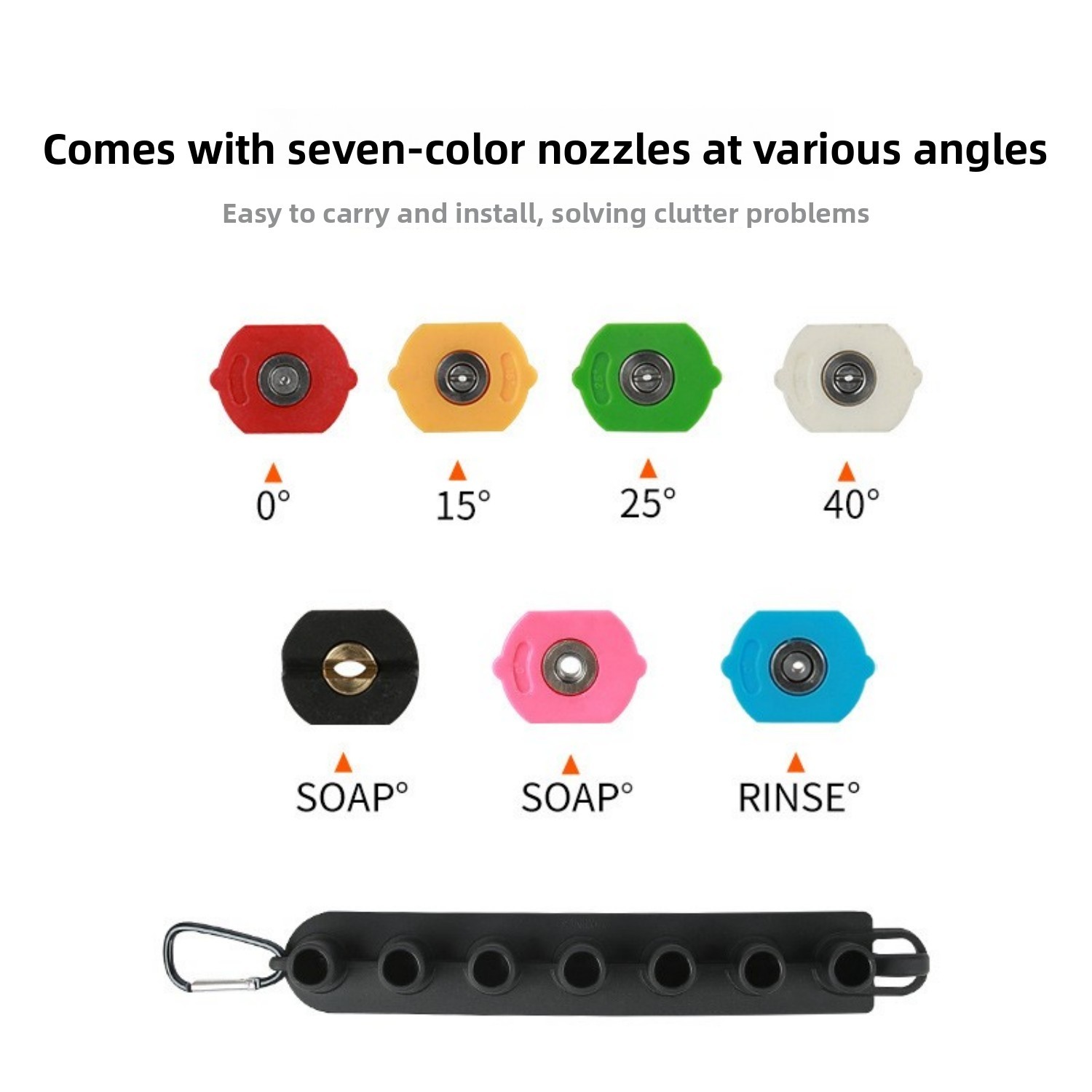 7Pcs Pressure Washer Spray Tips Nozzle with Holder High Power Quick Connect 1/4″