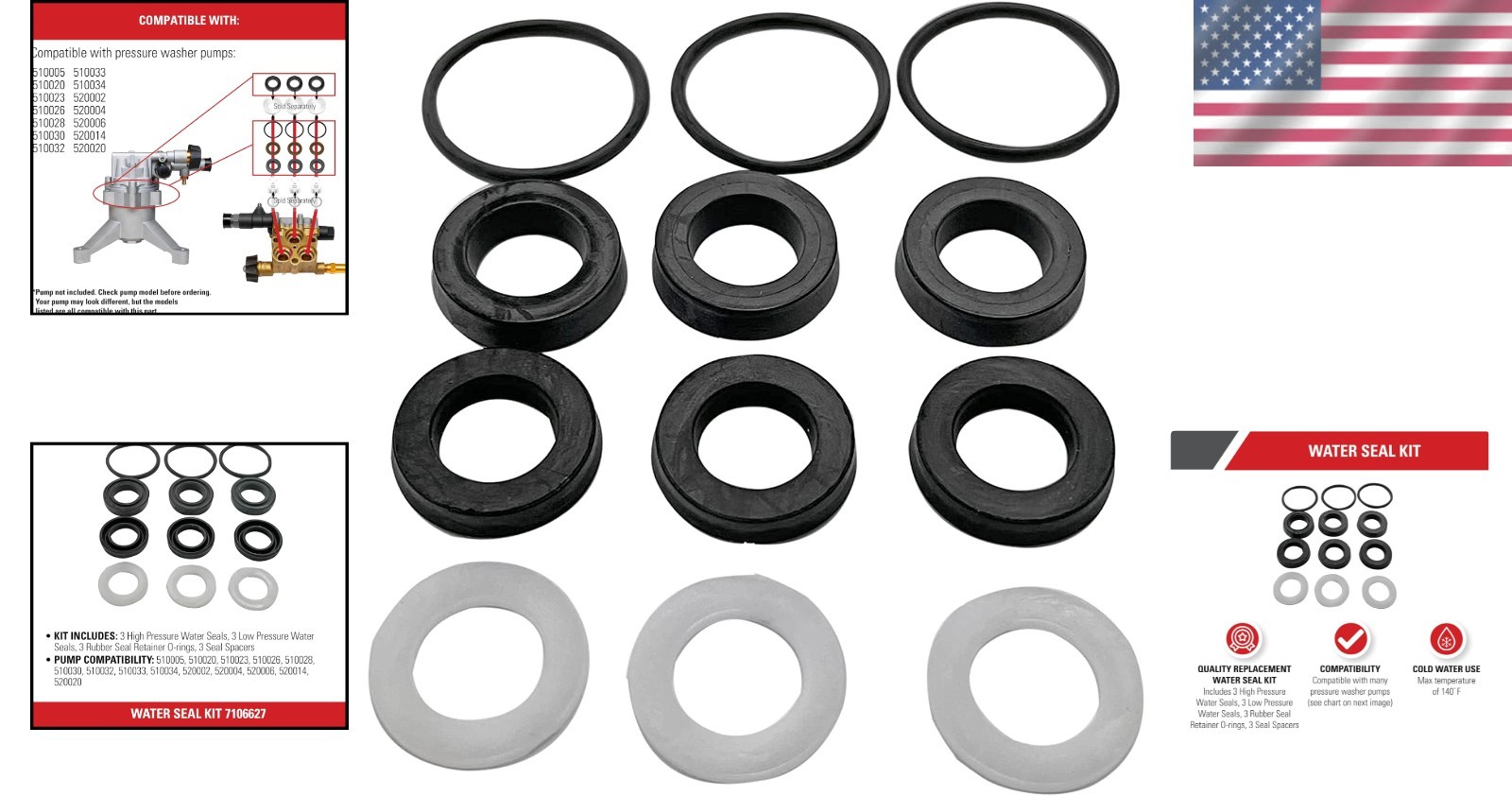 Pressure Washer Water Seal Kit – Includes High & Low Pressure Seals for Repair