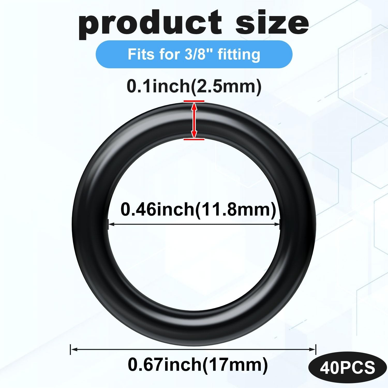 40 Pack O-Rings Power Pressure Washer Replacement for 3/8″ Quick Connect Coup…