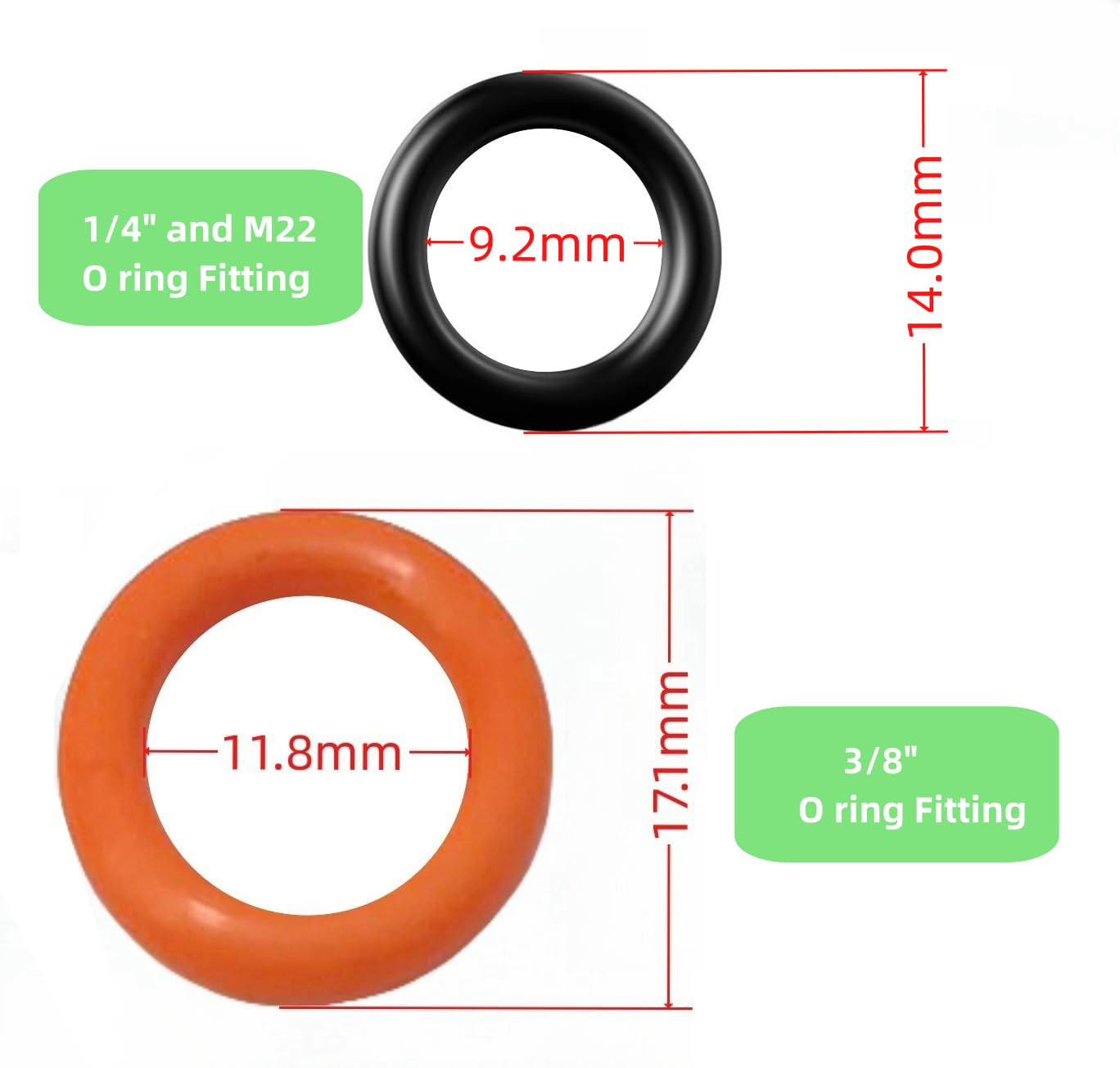 50-Piece Pressure Washer O-Ring Kit, 1/4″ & 3/8″ NBR Rubber Replacement Seals fo