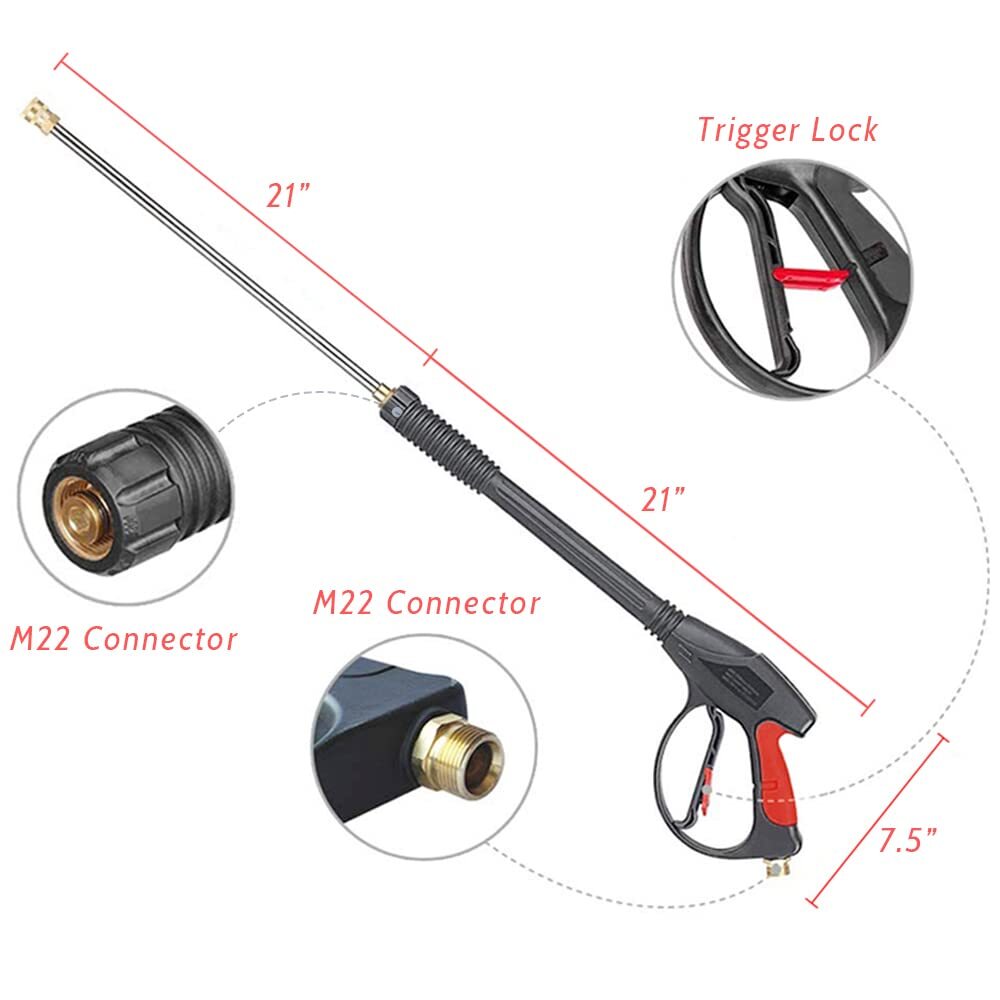 High Pressure 4350PSI Car Power Washer Gun Spray Wand Lance Nozzle and Hose Kit