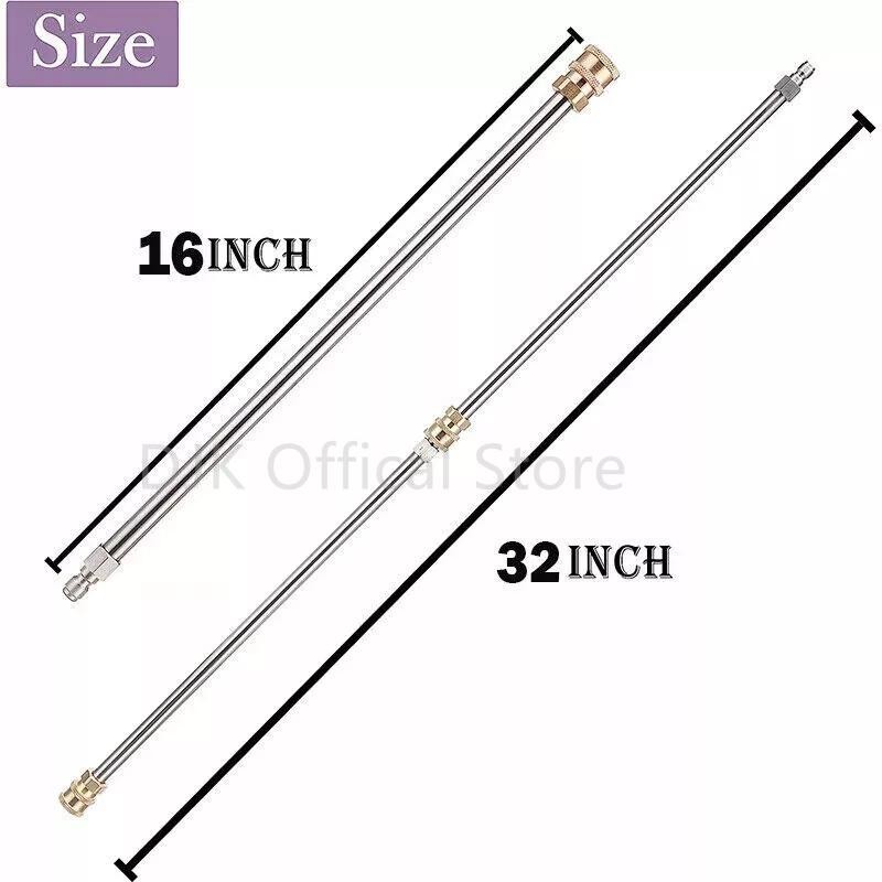 2pc Pressure Washer Extension Wand 32in 1/4 Quick Connect Spray Lance Rod Set