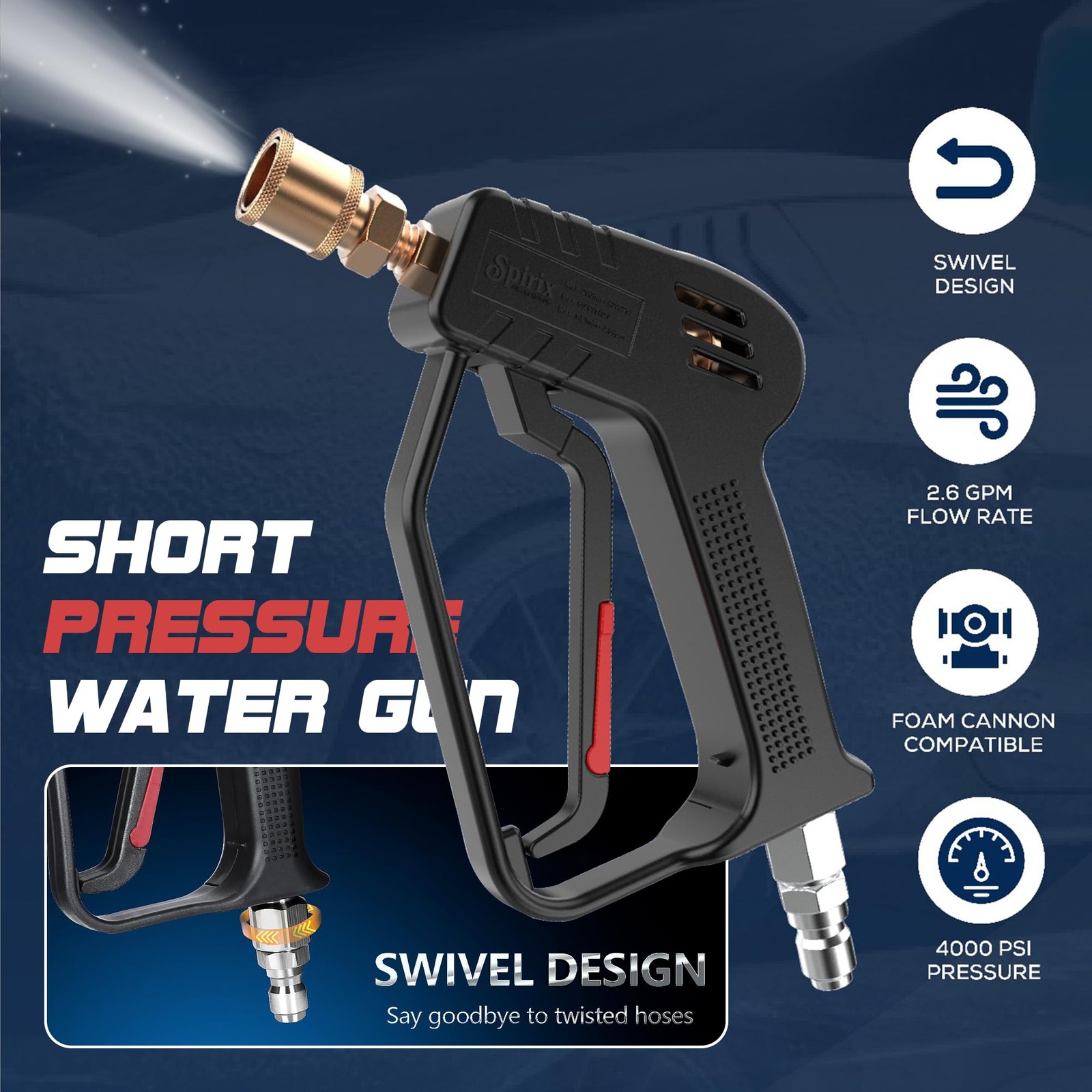 Pressure Washer Gun 4000 PSI Short Power Washer Gun