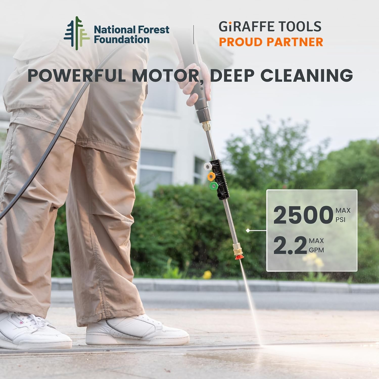 Retractable Pressure Washer,2500 PSI 2.2 GPM, 180° Wall Mounted Power Washer