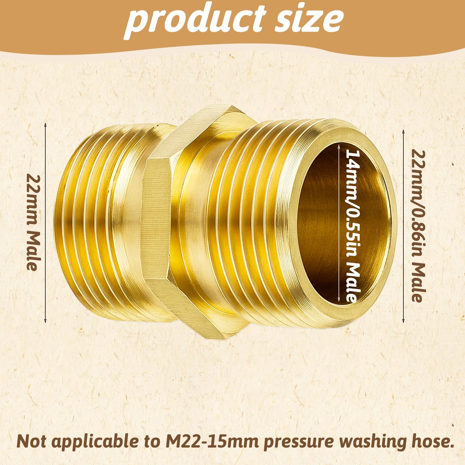 2PCS Pressure Washer Hose Connector, NPT Brass Nipple Male Pipe Fitting Adapt…