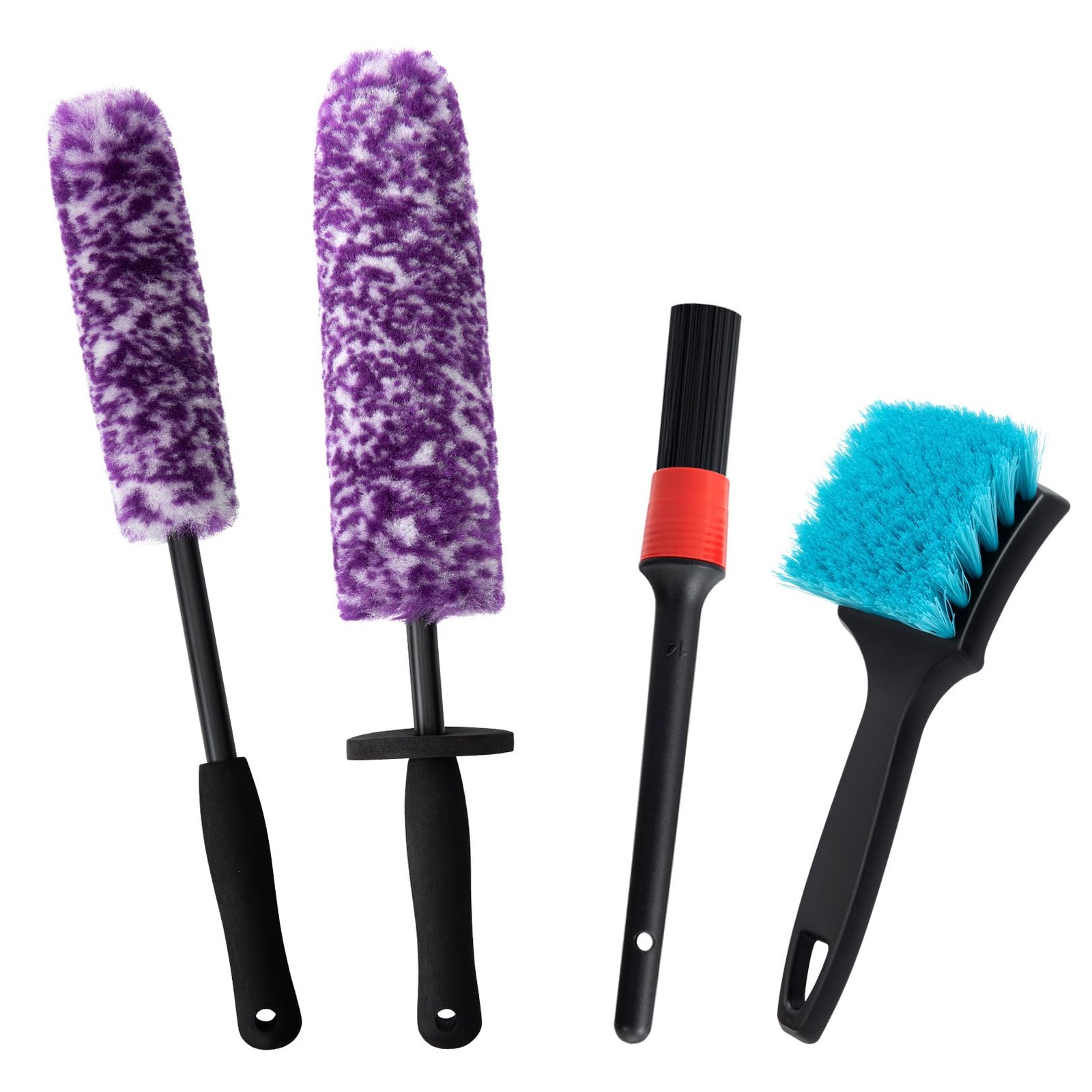 KLeXiC 4 Pack Wheel Tire Cleaning Brush Kit Cars L & M, Purple & White