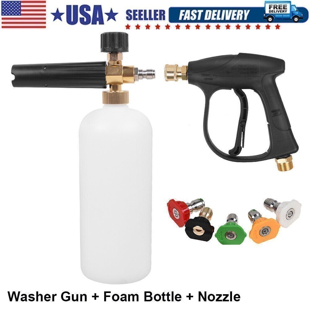 Pressure Washer Gun 1/4″ Car Wash Soap Lance Cannon Spray Jet Bottle Snow Foam