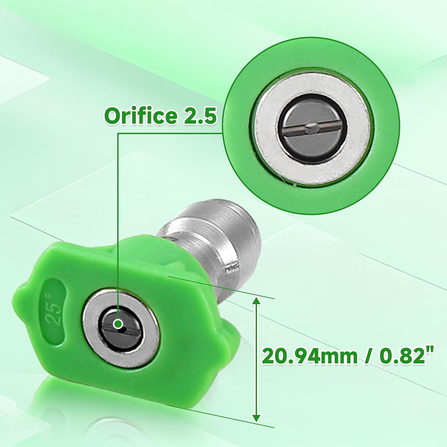 Pressure Washer Tips, 25 Degree Green Power Washer Nozzle Tips 7 Pack with No…
