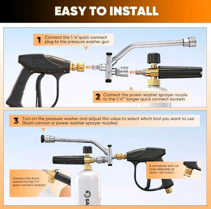 Complete Foam Cannon Accessory Set for Pressure Washers with Adapters Included