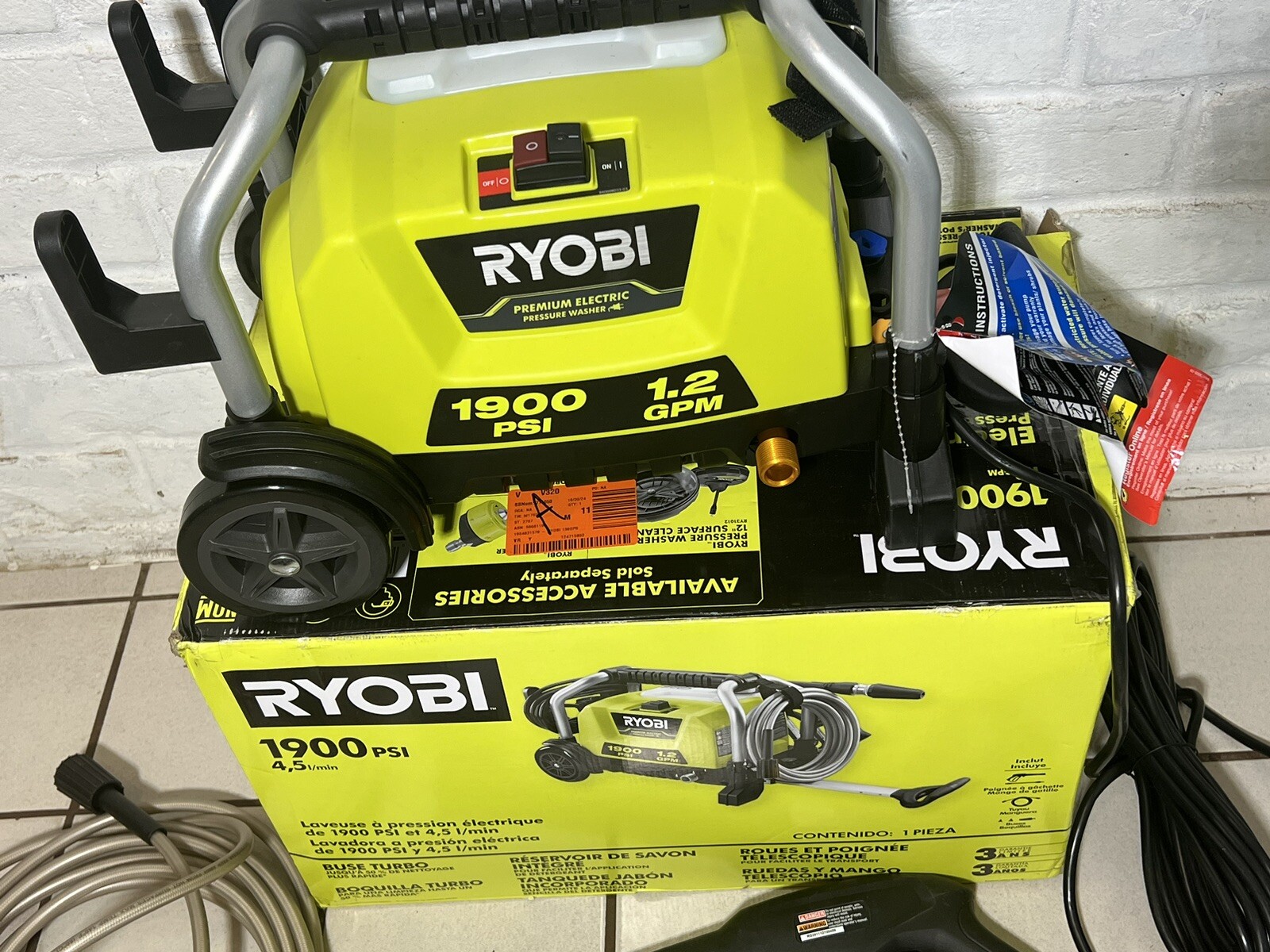 RYOBI 1900 PSI 1.2 GPM Cold Water Electric Pressure Washer
