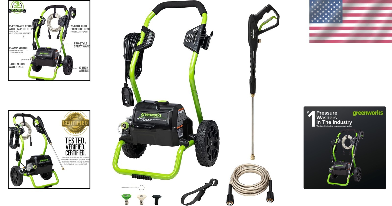 Max Performance Electric Pressure Washer – 2000 PSI with 25′ Hose & 35′ Cord