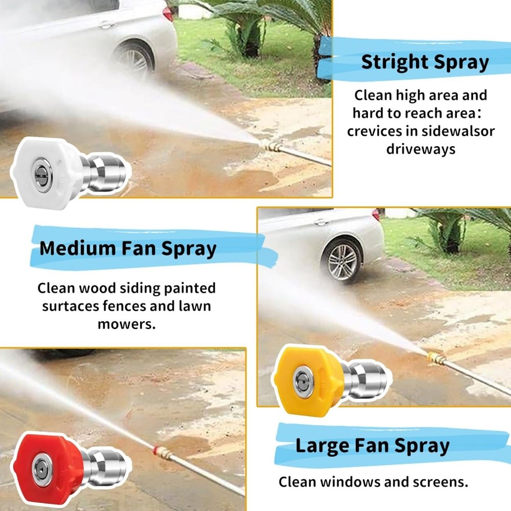 4000PSI High Pressure Power Washer Spray Gun Lance 7pcs Spray Nozzles Tips Kit