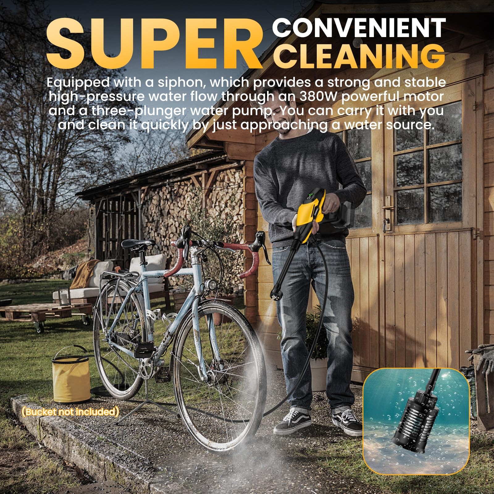Cordless Pressure Washer for Dewalt 18/20V Battery, 800 PSI Portable Handheld…