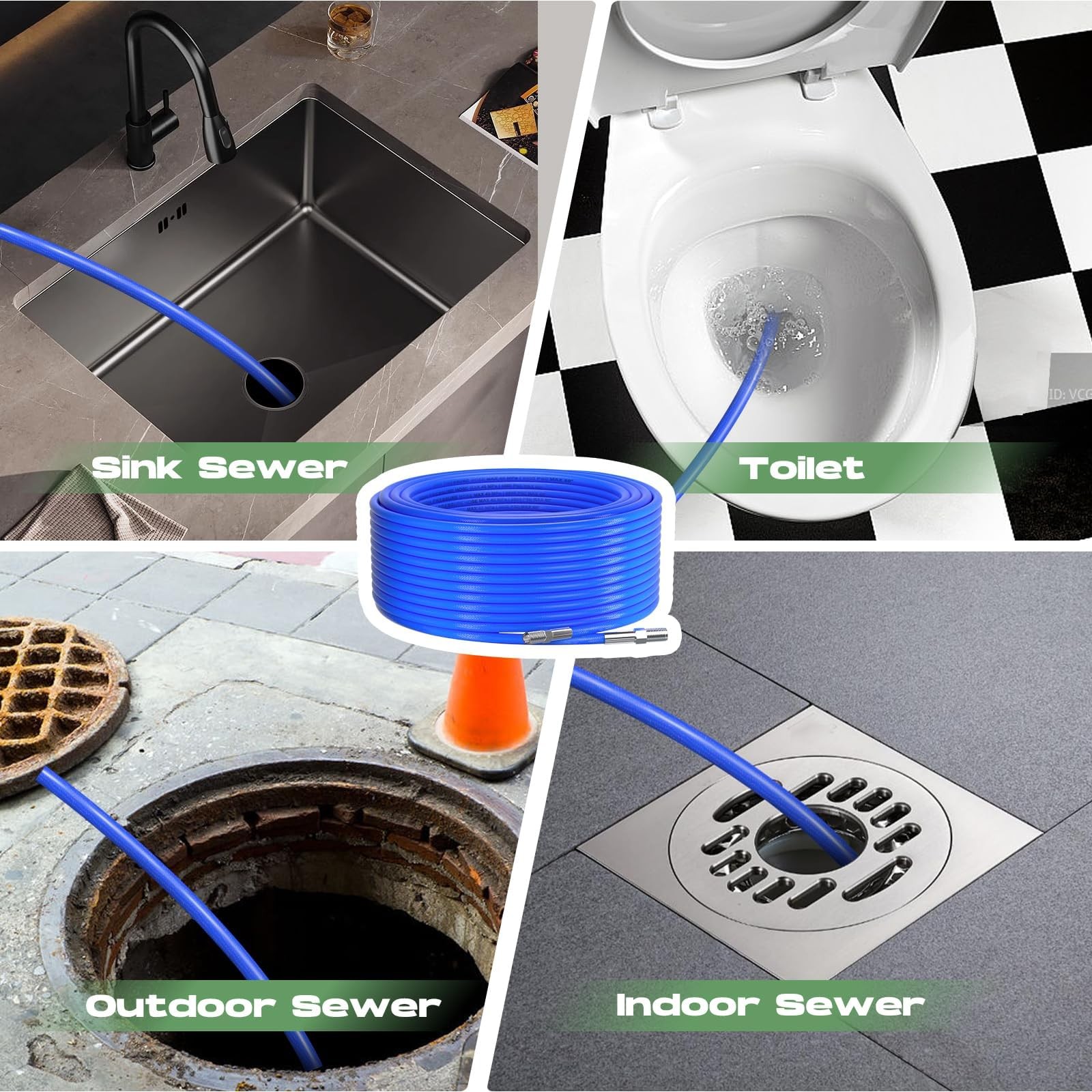 Sewer Jetter Kit for Pressure Washer 50FT, 5800 PSI Water Jet Drain Cleaner H…