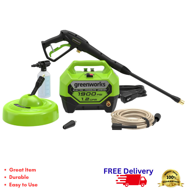 Greenworks 1900 PSI 1.2 GPM Electric Pressure Washer Combo Kit Surface Cleaner