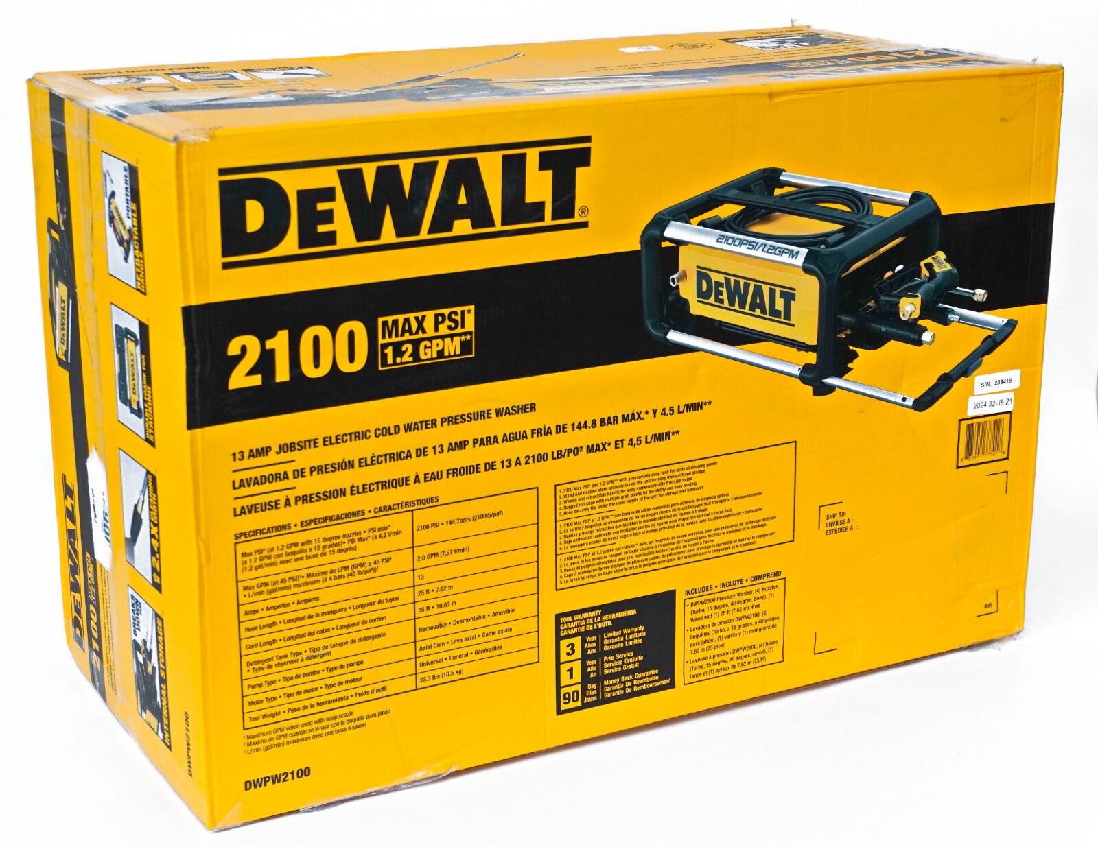 DeWalt DWPW2100 2100 PSI 13 AMP Jobsite Electric Pressure Washer -A