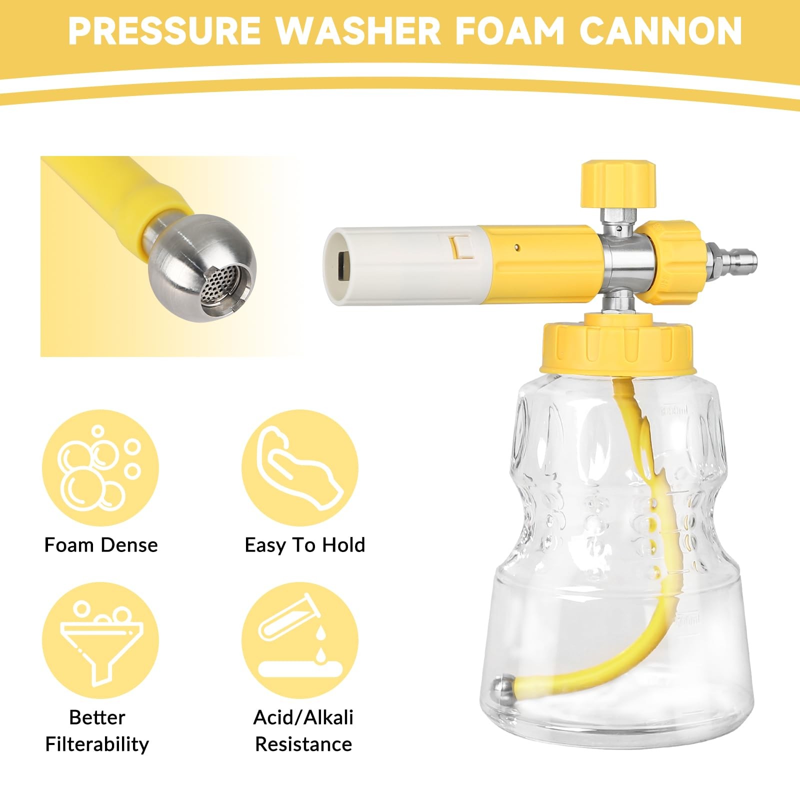 Foam Cannon for Pressure Washer, Professional Transparent Snow Foam Lance for…