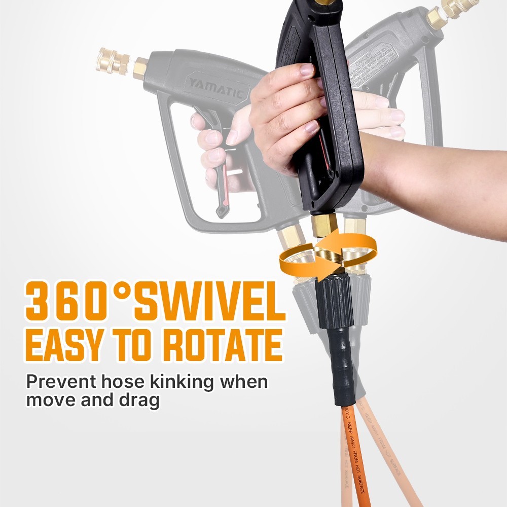 YAMATIC 4000 psi Pressure Washer Gun and 25 ft Flexible Hose 3700 psi