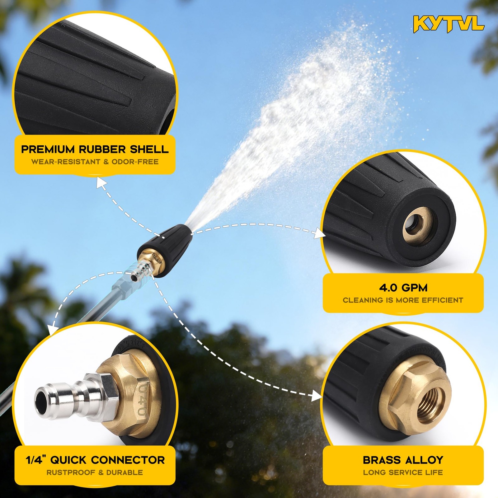 Pressure Washer Turbo Nozzle Tips Kit, 4000 PSI 4.0 GPM Rotating Turbo Nozzle…