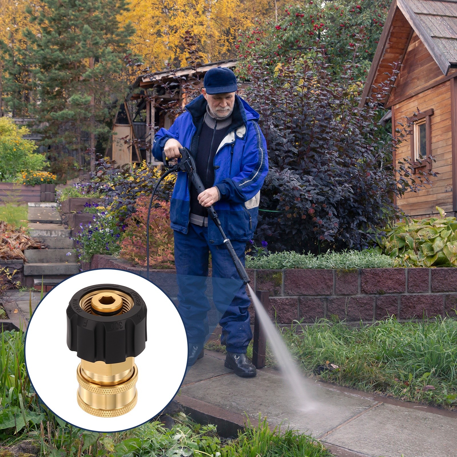 Pressure Washer Adapter M22 14mm Female to 3/8″ Female Quick Plug Brass Fitting