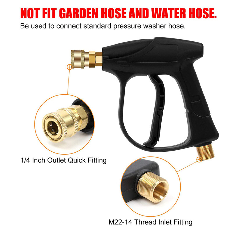 3000 PSI High Pressure Washer Gun Car Wash Foam Spray Short Wand /Nozzle Tips