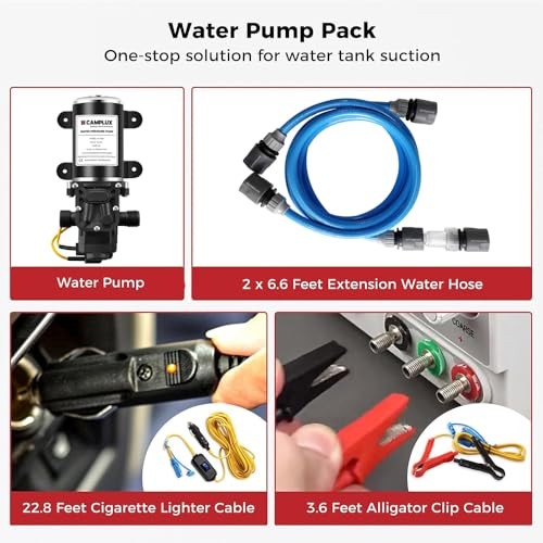 CAMPLUX 12V 1.6 GPM 65 PSI High Pressure Pump Kit for RV Caravan