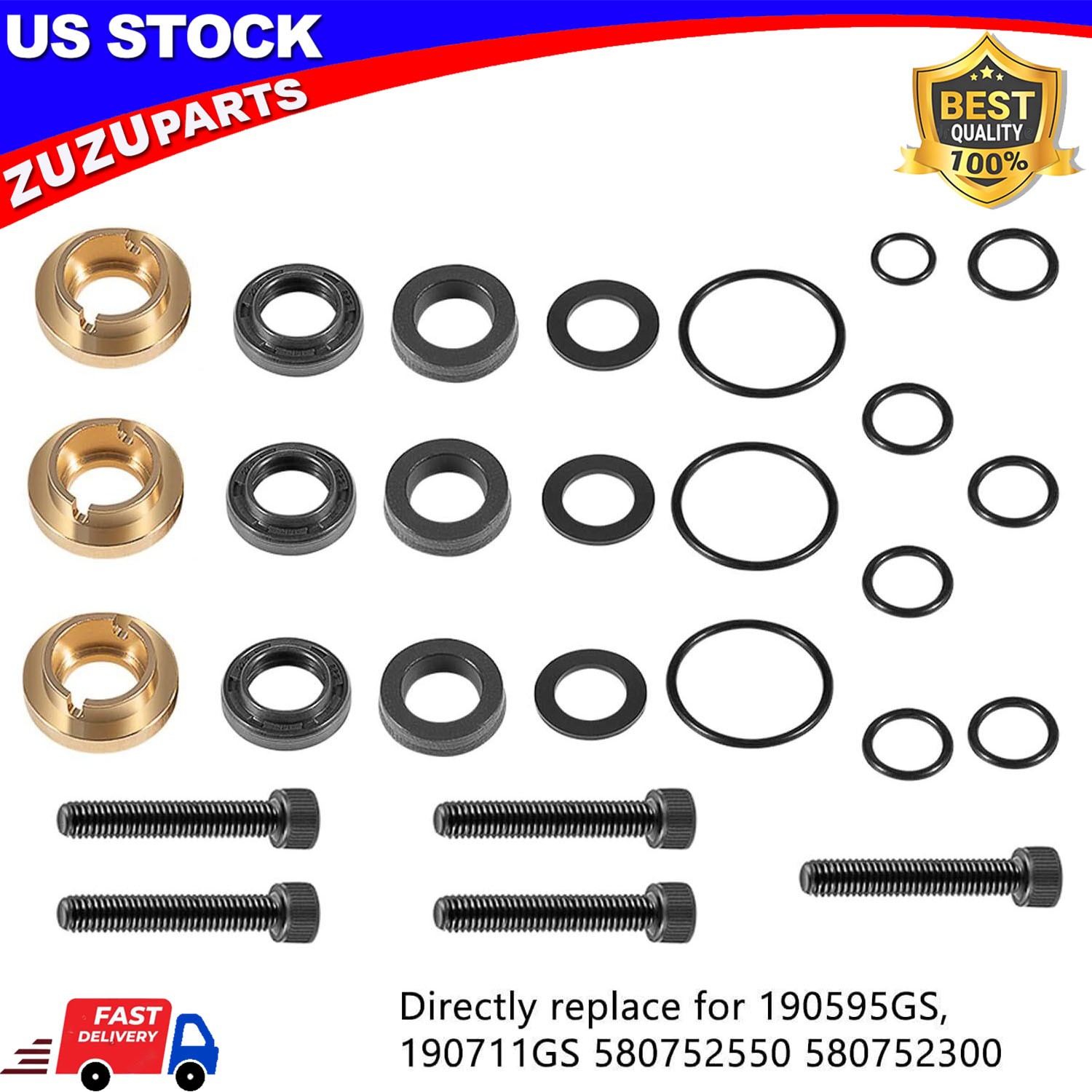 Complete Pressure Washer Seal Kit for Briggs Stratton 190595GS 190711GS 193807GS