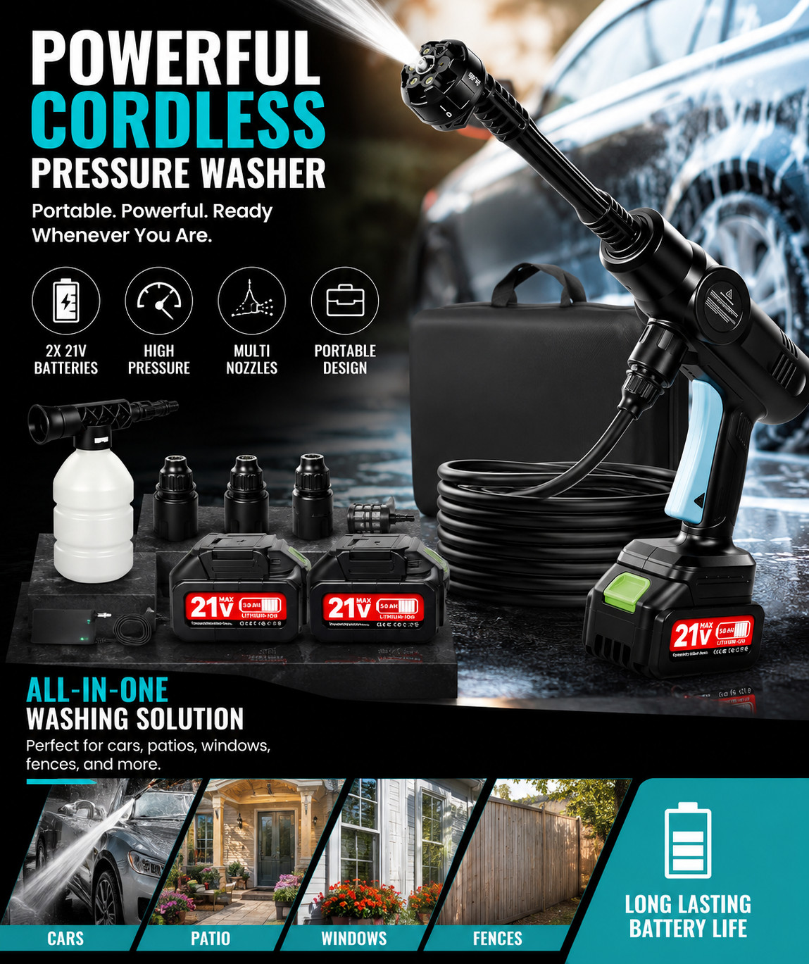 Cordless Portable Washer, Handheld Washer, Battery Operated Washer for Car Home
