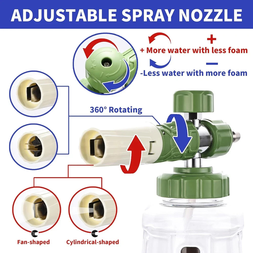 Foam Cannon with Dual Tip Attachment, Adjustable Pressure Washer Foam Blaster
