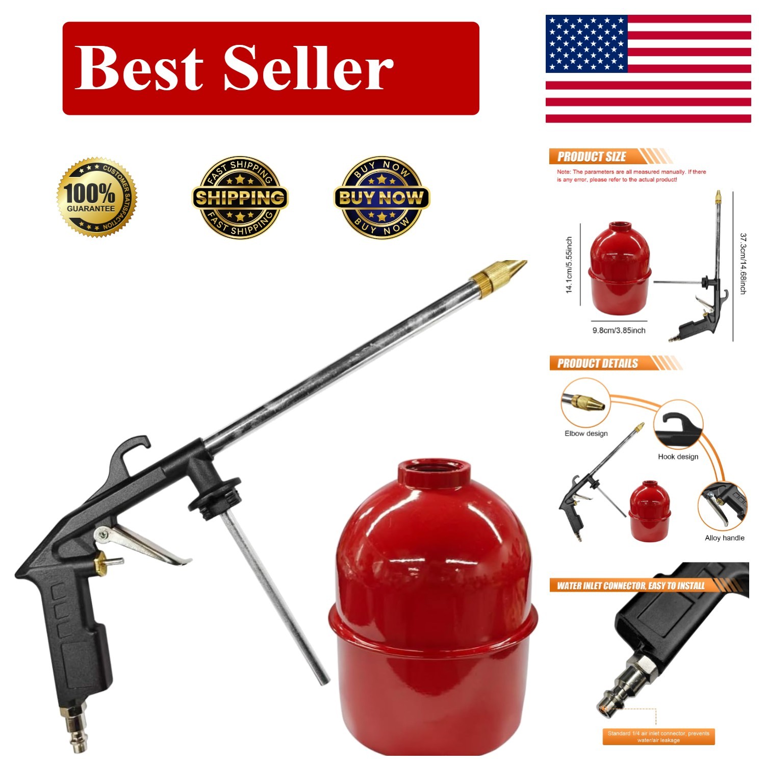Car Air Engine Cleaning Spray Gun, High-Pressure Air Nozzle Blow Gun with 1-L…